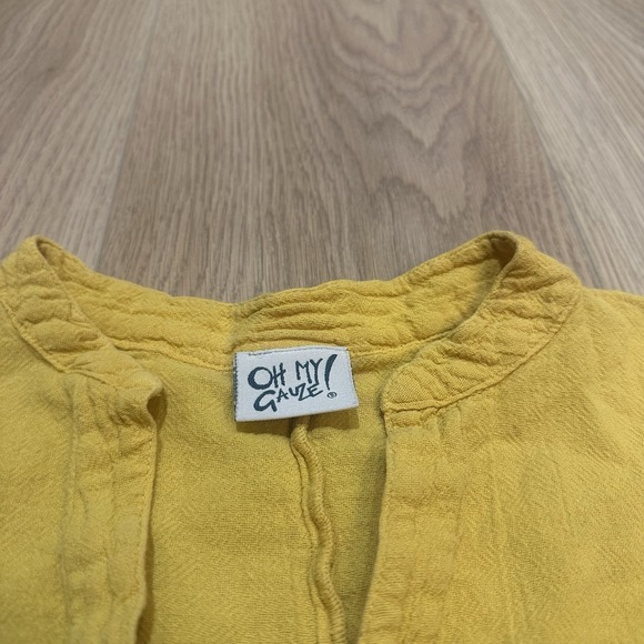 Flaw Oh My Gauze Top 2 L/XL Yellow Lagenlook Boho Minimalist Beach Coastal - Picture 4 of 9